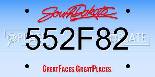 552F82 South Dakota License Plate