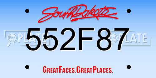 552F87 South Dakota License Plate