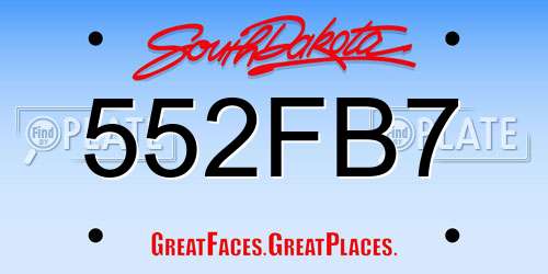 552FB7 South Dakota License Plate