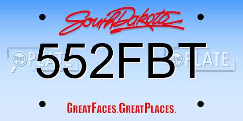 552FBT South Dakota License Plate