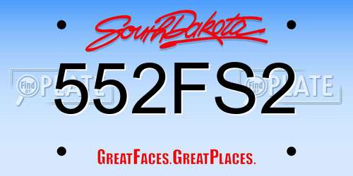 552FS2 South Dakota License Plate