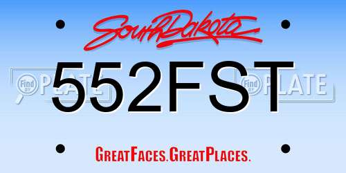 552FST South Dakota License Plate
