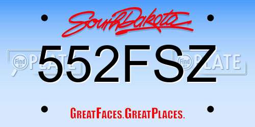 552FSZ South Dakota License Plate