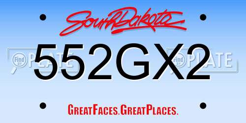 552GX2 South Dakota License Plate