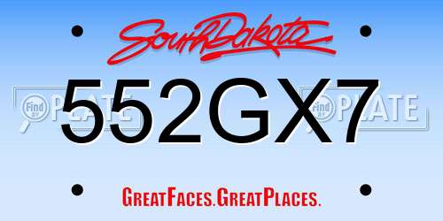 552GX7 South Dakota License Plate