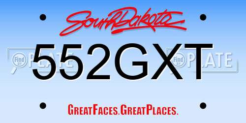 552GXT South Dakota License Plate