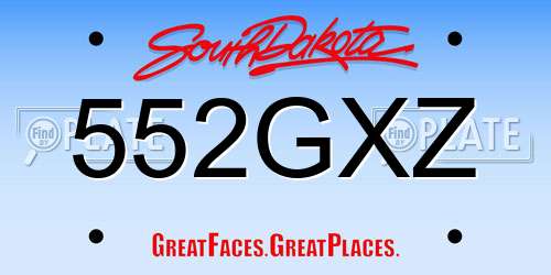 552GXZ South Dakota License Plate