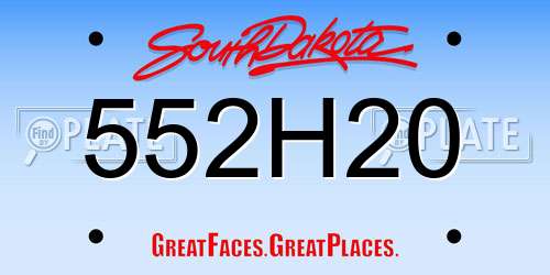 552H20 South Dakota License Plate