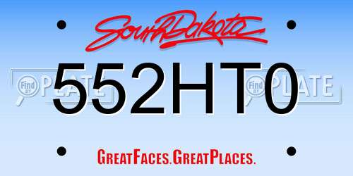 552HT0 South Dakota License Plate