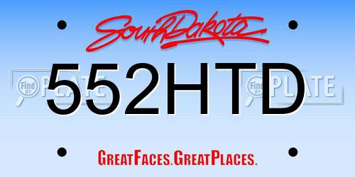 552HTD South Dakota License Plate