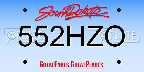 552HZO South Dakota License Plate