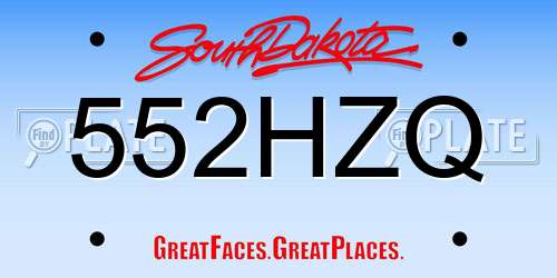 552HZQ South Dakota License Plate