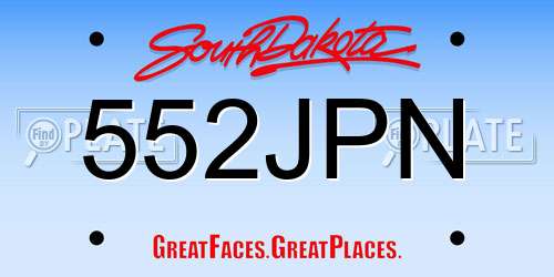552JPN South Dakota License Plate