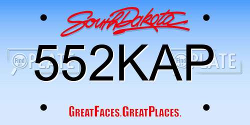 552KAP South Dakota License Plate