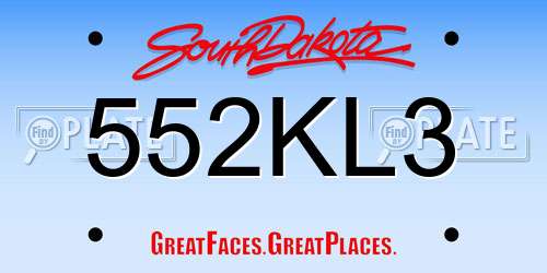 552KL3 South Dakota License Plate