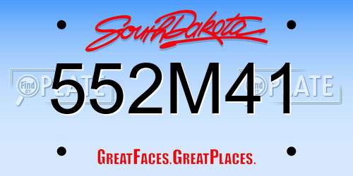 552M41 South Dakota License Plate