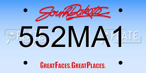 552MA1 South Dakota License Plate