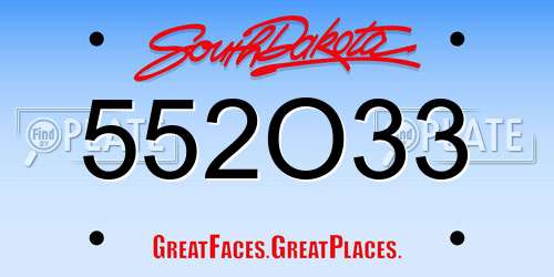 552O33 South Dakota License Plate