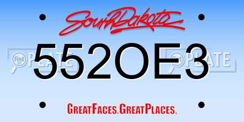 552OE3 South Dakota License Plate