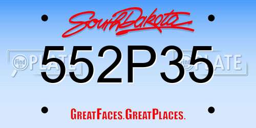 552P35 South Dakota License Plate