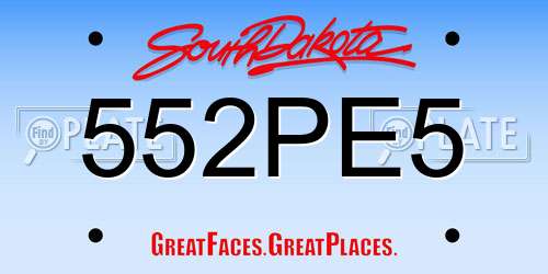 552PE5 South Dakota License Plate