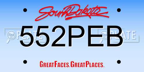 552PEB South Dakota License Plate