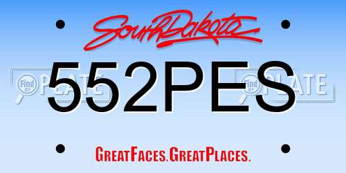 552PES South Dakota License Plate