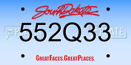 552Q33 South Dakota License Plate