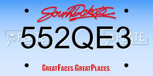 552QE3 South Dakota License Plate