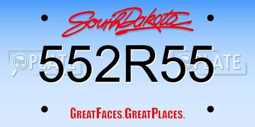 552R55 South Dakota License Plate