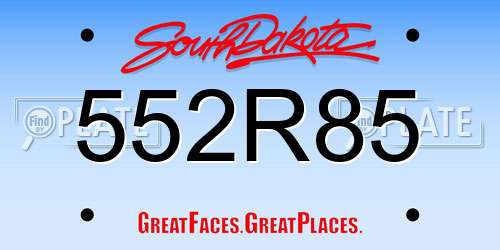 552R85 South Dakota License Plate