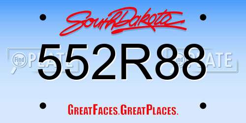 552R88 South Dakota License Plate