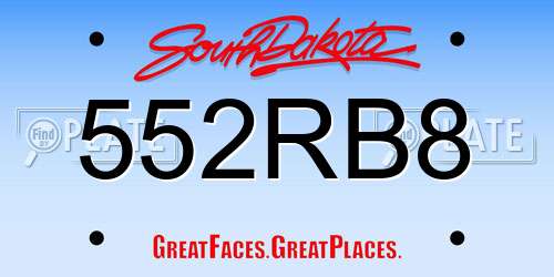 552RB8 South Dakota License Plate