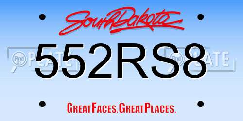 552RS8 South Dakota License Plate