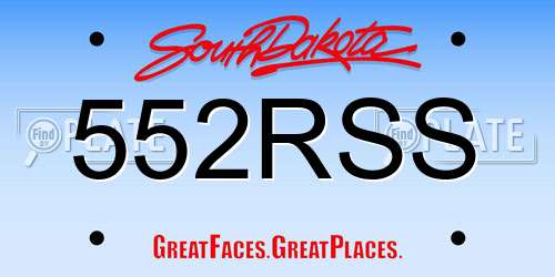 552RSS South Dakota License Plate