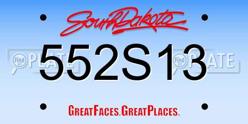 552S13 South Dakota License Plate