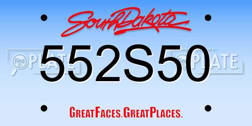 552S50 South Dakota License Plate