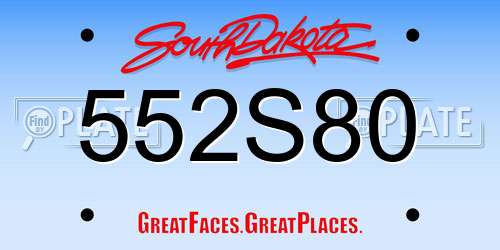 552S80 South Dakota License Plate
