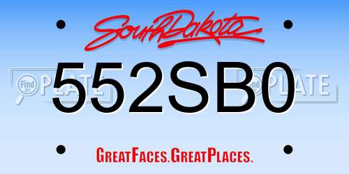 552SB0 South Dakota License Plate