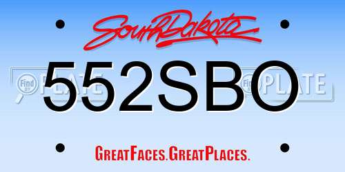 552SBO South Dakota License Plate