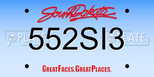 552SI3 South Dakota License Plate