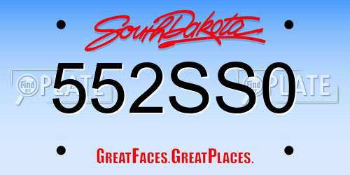 552SS0 South Dakota License Plate