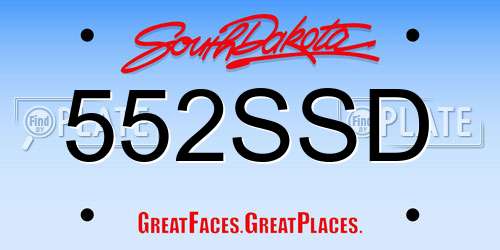 552SSD South Dakota License Plate