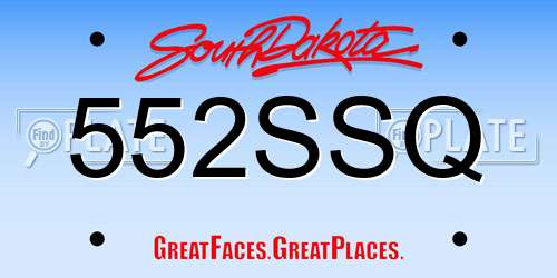 552SSQ South Dakota License Plate