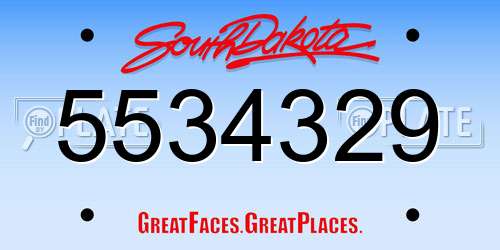 5534329 South Dakota License Plate