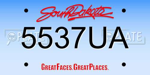 5537UA South Dakota License Plate