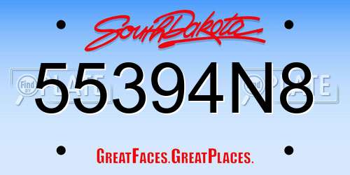 55394N8 South Dakota License Plate