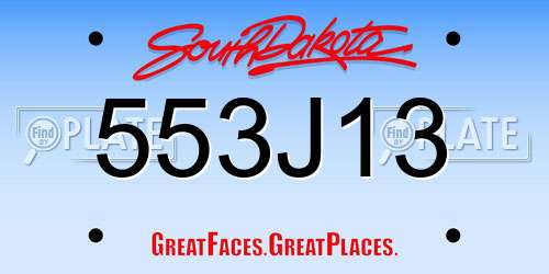 553J13 South Dakota License Plate