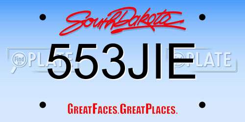 553JIE South Dakota License Plate