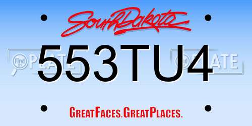 553TU4 South Dakota License Plate
